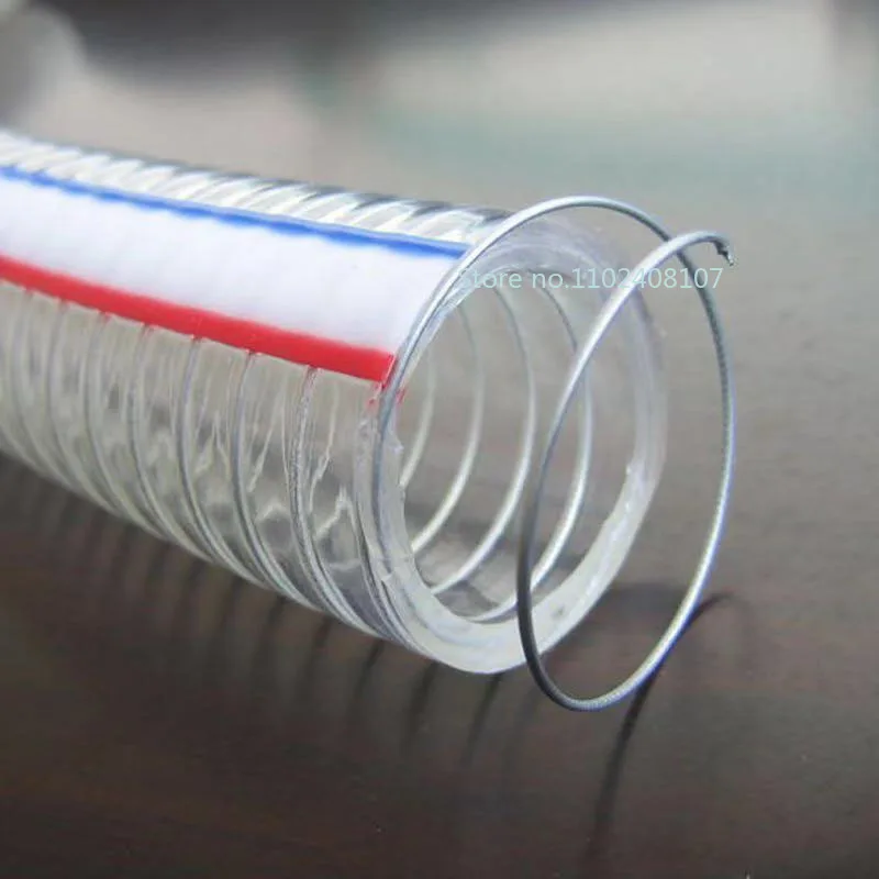 PVC Transparent Steel Wire Hose Flexible Pipe Oil Tube Steel Wire Plastic Pipe Water Pump Flexible Tube ID 10-25mm