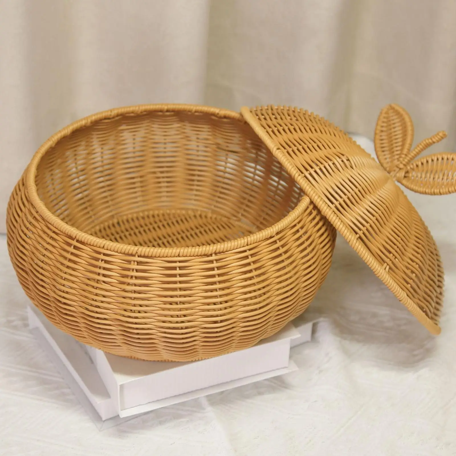 

Storage Basket with Lid Household Organizer for Farmhouse Nursery Kitchen