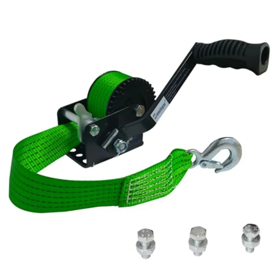 

Heavy Duty Boat Trailer Winch Hand Crank 880lbs Ccity with 16FT Strap 2-Way Ratchet 4:1 Gear Switchable for Boat Trailer Truck