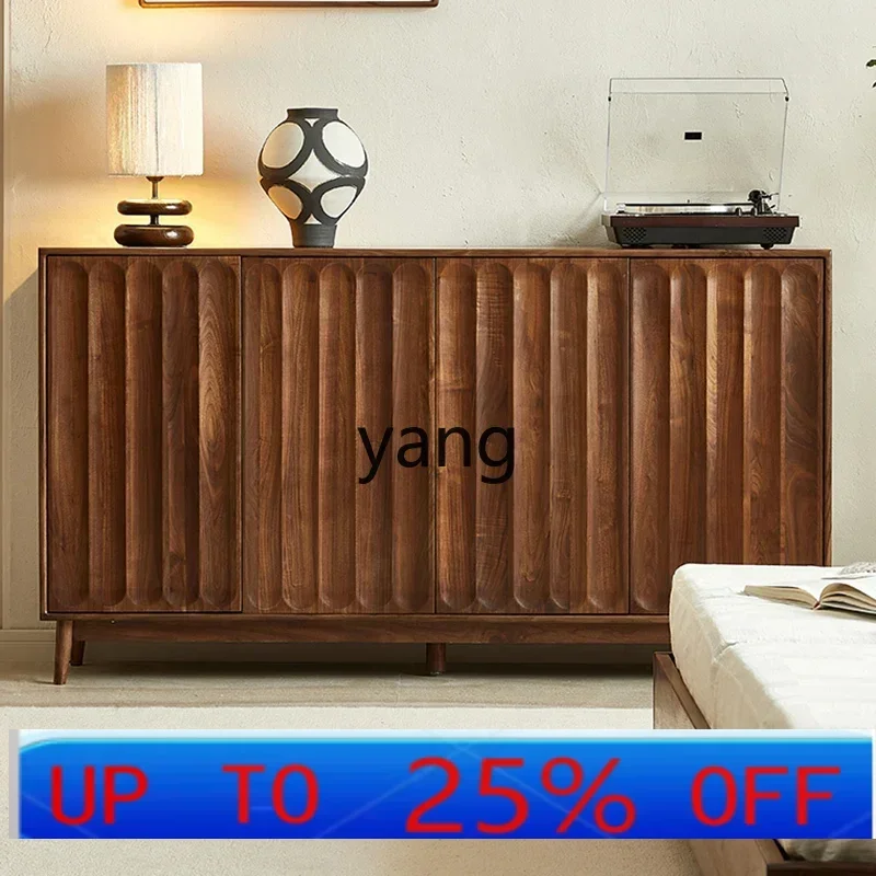 LHH black walnut dining side cabinet, solid wood locker, entrance cabinet at home, multi-layer storage