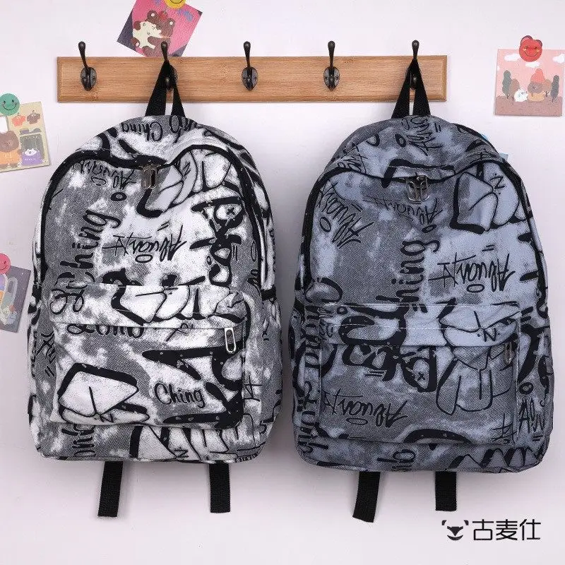 

Cool Graffiti Large Capacity Backpack Casual Simple Style Double Shoulder Bag for Men Students University High School Boys