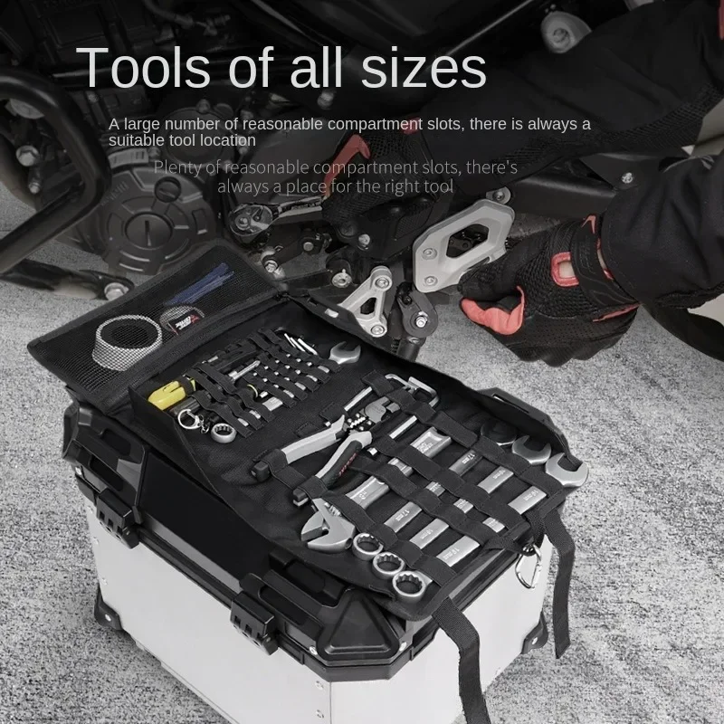 QIANBAI Repair Tool Bag Large Wrench Roll Up Portable Pouch Bag Folding Storage Kit Pockets Kit for Motorcycle/Motocross Riding