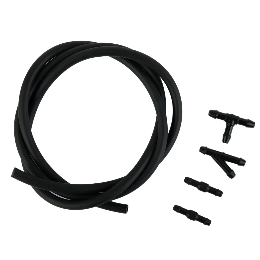 

High Quality Brand New Durable Useful Hose Kits Washer Jet Windshield T-Type Tube Pipe 100cm Accessories Black Car