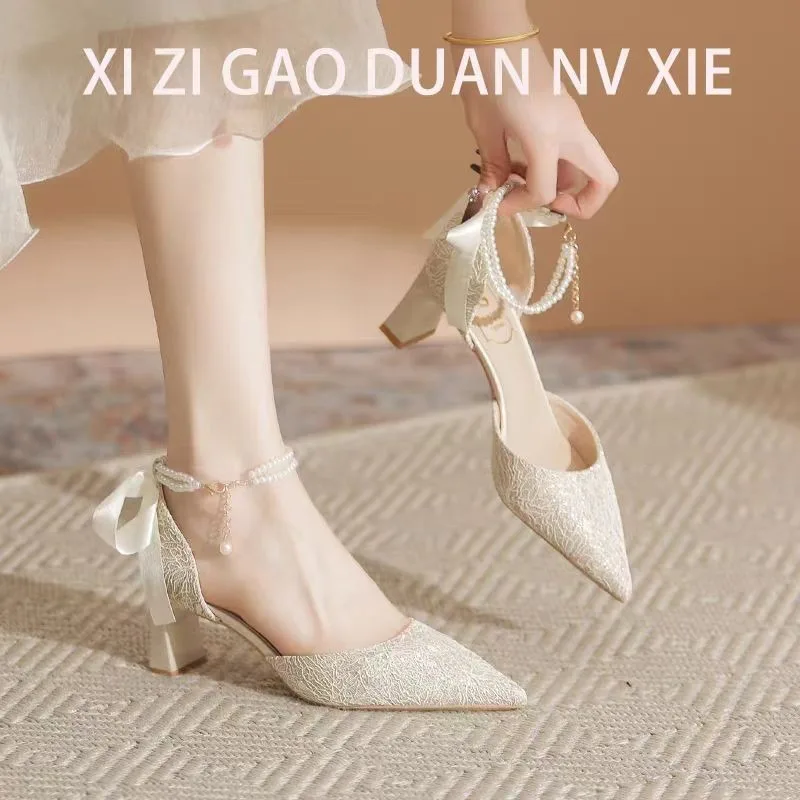 Kobiety eleganckie szpiczaste buty na wysokim obcasie wiosenna moda płytkie buty nowy projekt sukienka buty damskie ślubne pompy Zapatos