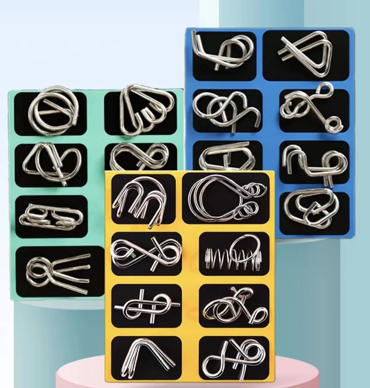 China Ring Nine Linked Rings Series Puzzle Unlocking Wholesale Intelligence Puzzle Set Metal Puzzle 8-Piece Set