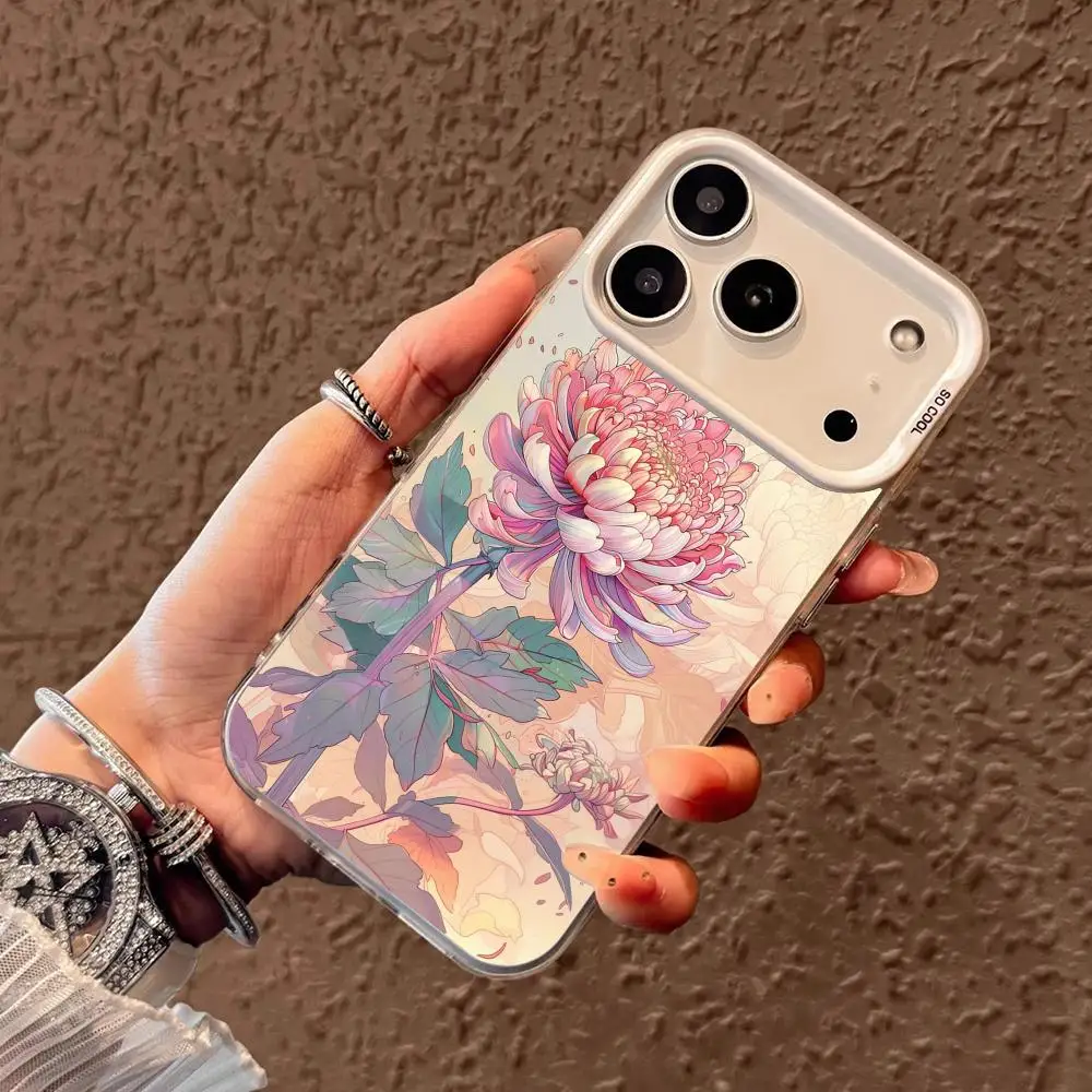 

Pink flower pattern Phone Case case for iPhone17 16 15 14 13 12 11 Pro/ Max/Plus shock-proof rear cover anti-fingerprint