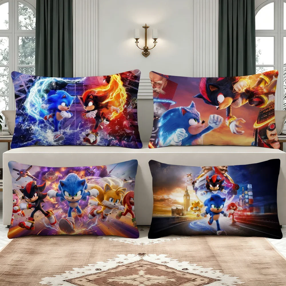 Film S-Sonic-S the H-hedgehog-S Game cushion cover Breathable Washable Decor Concealed Zipper Sofa Office Lumbar Decoration