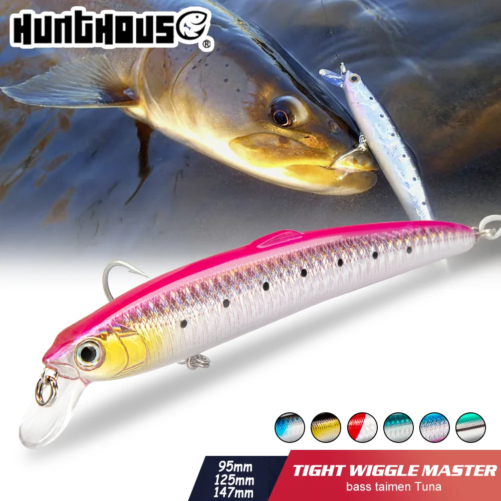 

Hunthouse Floating Minnow Sea Fishing Lure Jerkbait 95mm/8g 125mm/17.5g 147mm/27g Hard Bait For Pike Seabass Fish Tackle