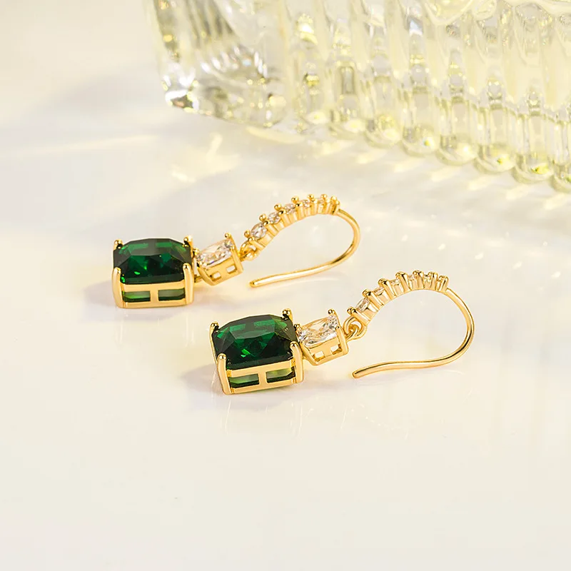 DIWENFU 14K Gold Emerald Earring Females Aros Mujer Oreja 14K Yellow Gold Origin Emerald Gemstone Jewelry Orecchini for girls