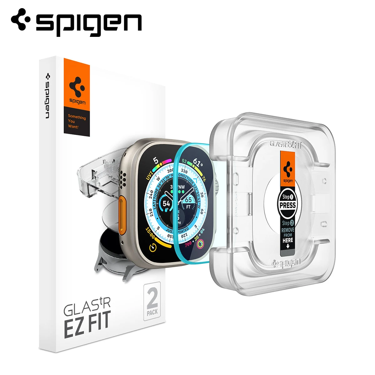 Spigen GLAS.tR EZ FIT for Apple Watch Ultra 2/1 (49mm) Tempered Glass Screen Protector