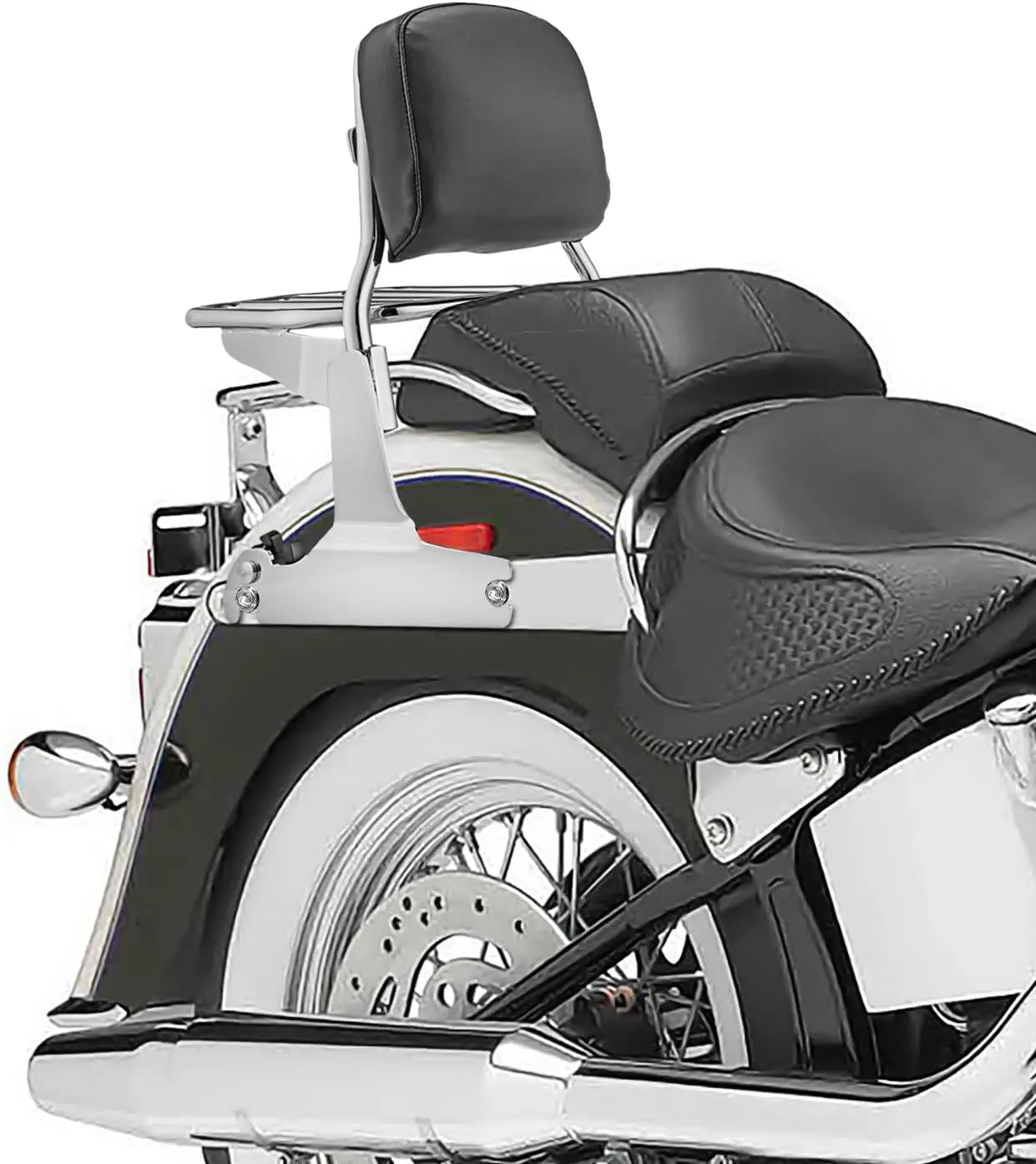 Standard Height Passenger Backrest Sissy Bar Luggage Rack Large Pad Chrome Fits 2000-2017 Select Cruiser Motorcycles