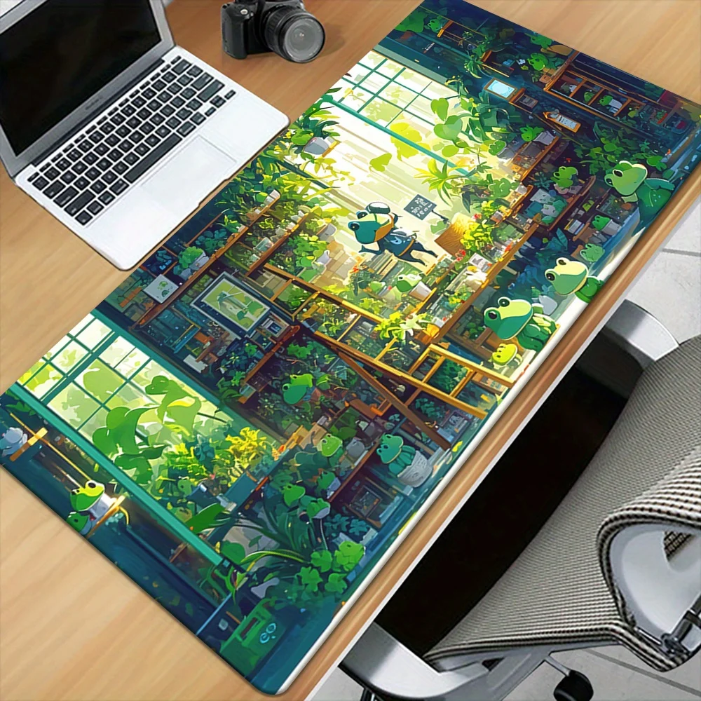 

Cartoon Green Frog Mouse Pad Large Rubber Base Anti-slip PC Desk Accessories Mousepad for Office & Gamer Keyboard Mats Decor Mat
