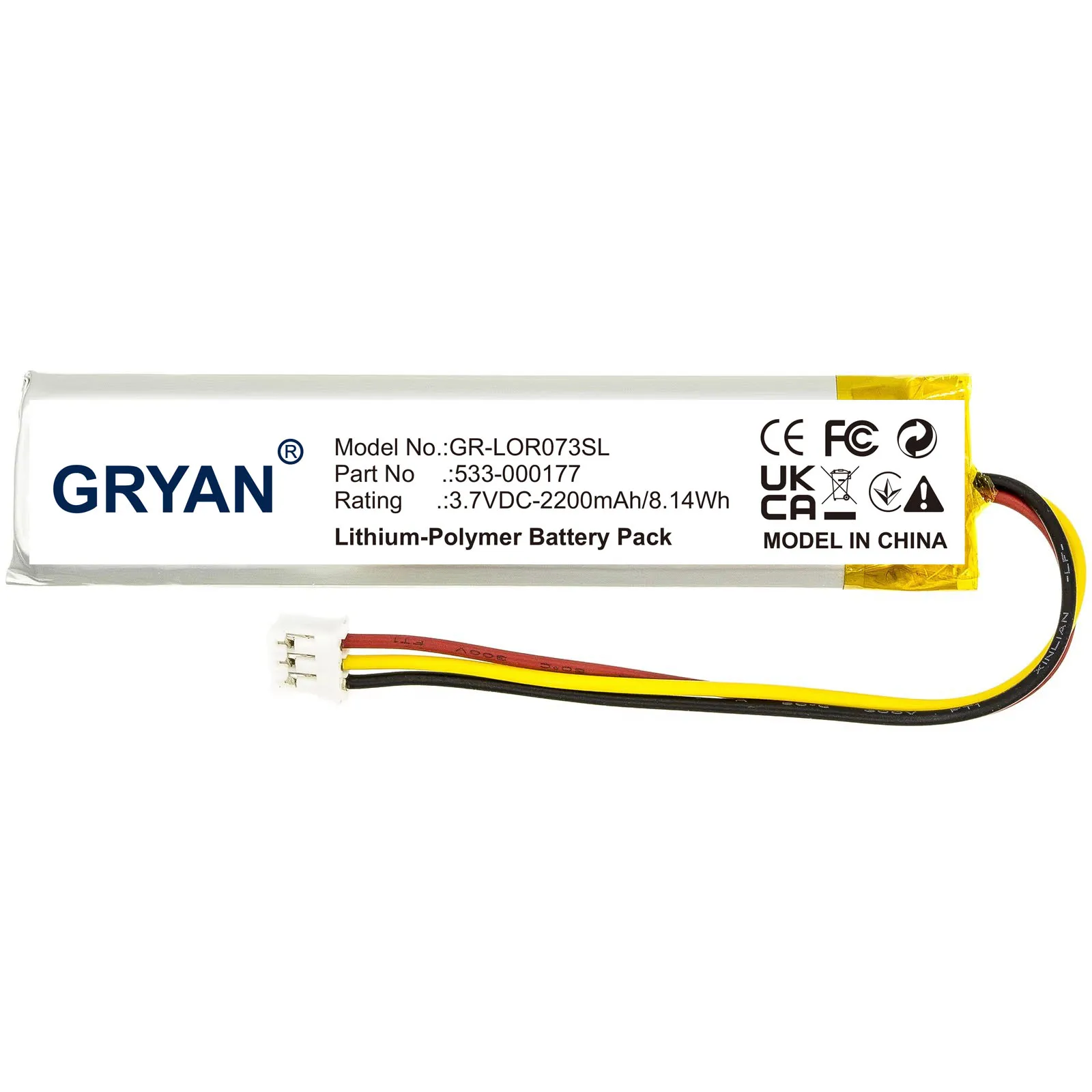 GRYAN 3.7V 2200mAh Replacement Rechargeable Keyboard Battery 533-000177 for Logitech MX KEYS, YR0073