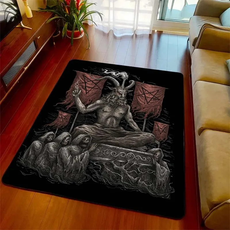 Satan Demon Skulls Carpet Gothic Home Decor Living Room Hallway Floor Mat Kitchen Bathroom Non-Slip Rug Bedroom Bedside Foot Rug