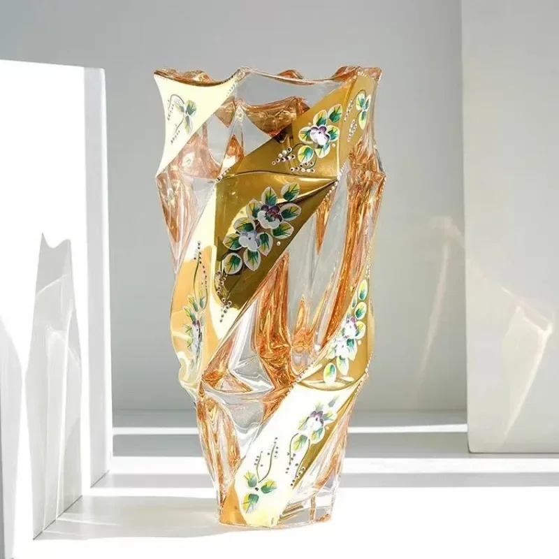 

Thickened crystal glass vase decoration Upscale living room table decoration glass water raised flower arrangements fresh flower