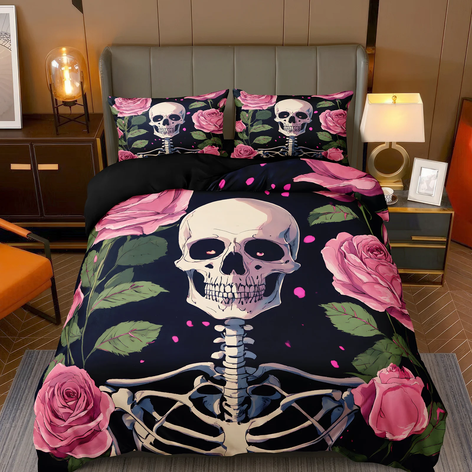 

Halloween Skull Bedding Set Halloween Duvet Cover Set 3 Pcs Skull Comforter Cover With Pillow Case 240x220 260x220 265x228cm