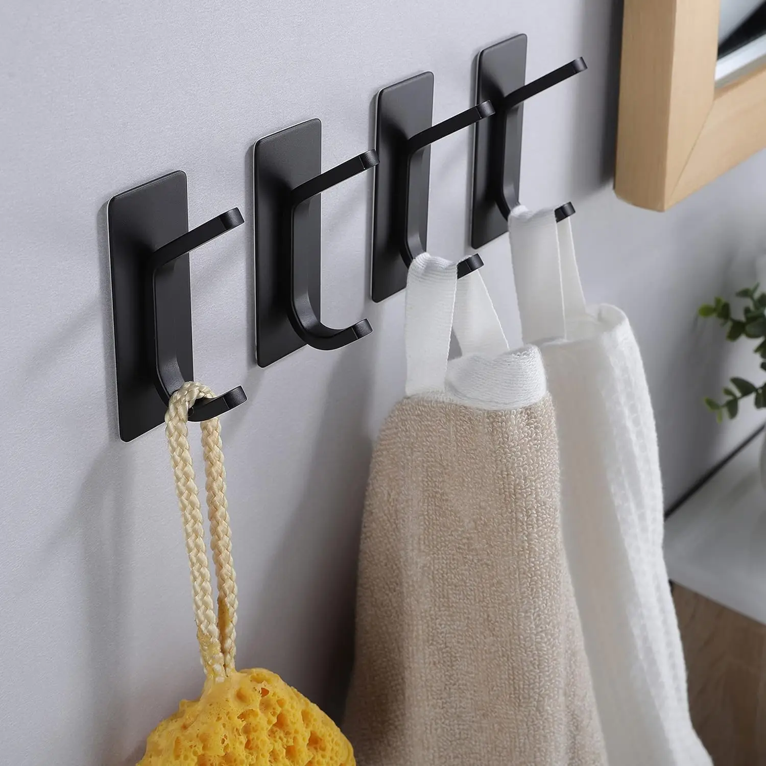 Towel Hooks Self Adhesive Bathroom Hooks 304 Stainless Steel Bathrobe Hooks Room Storage Hanger Strong Adhesion Stick Wall Hook