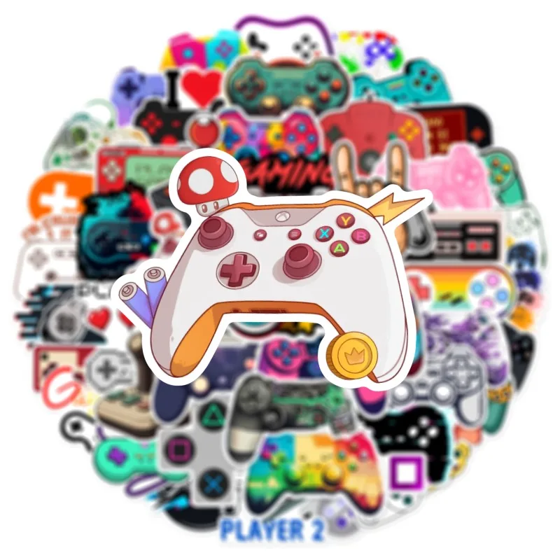 10/25/50pcs Vintage Gamepad Cartoon Stickers Graffiti Gaming for Phone Laptop Guitar Helmet Travel Luggage Skateboard Car DIY