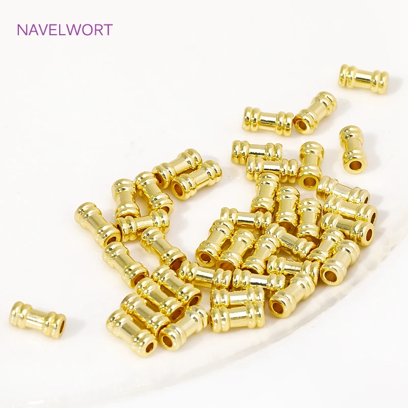 Wholesale 18k Gold Plated Straight Tube Beads Brass Metal Spacer Beads For Beading Jewelry Fittings,DIY Jewelry Making Supplies