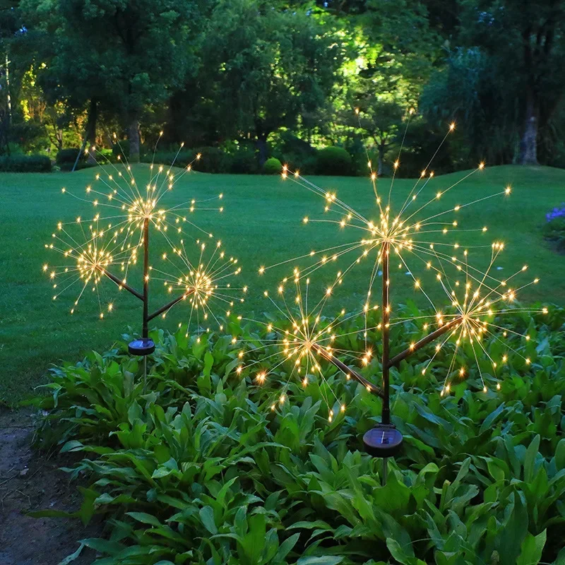 1/3 Heads LED Firework Lights Solar Powered Garland Outdoor Waterproof Christmas Decoration Indoor Bedroom Garden Wedding Decor