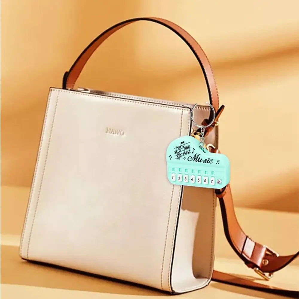 Cute ABS Electronic Organ Pendant Working Finger Piano Luminous Interactive Keychain Bag Hanging Gift
