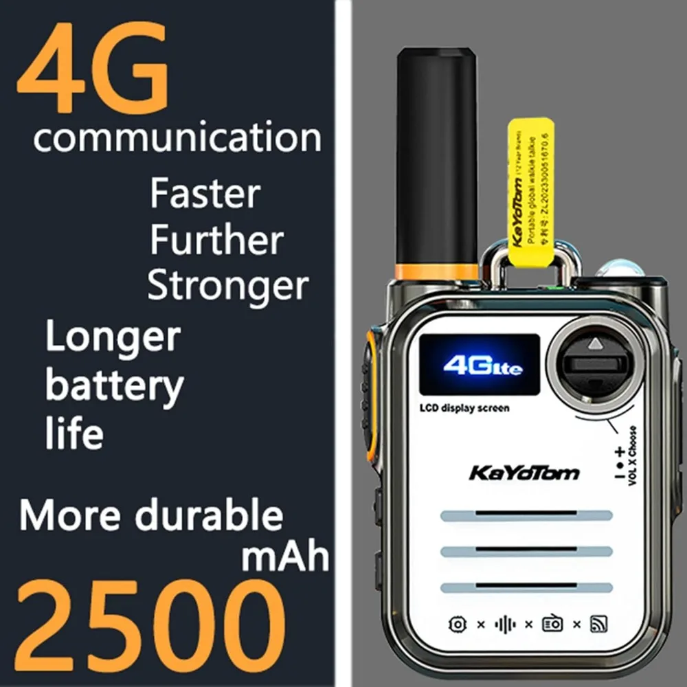 Global Walkie Talkies Rapid Radios 4G PoC Two Way Radios Unlimited Range PTT Push To Talk Over Cellular Radio (2 with SIM Card)