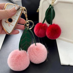 Nieuwe Otter Konijn Haar Cherry Multi-Color Auto Sleutelhanger Schattige Pompom Pop Pop Tas Opknoping Sleutelhangers Voor Vrouwen Cadeau