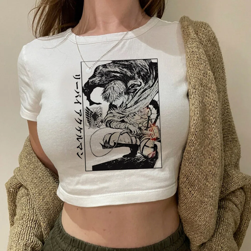 Attaque sur Titan crop top harajuku vintage fée Slim Fit mignon babydoll y2k coquette années 2000 vêtements pour adolescents