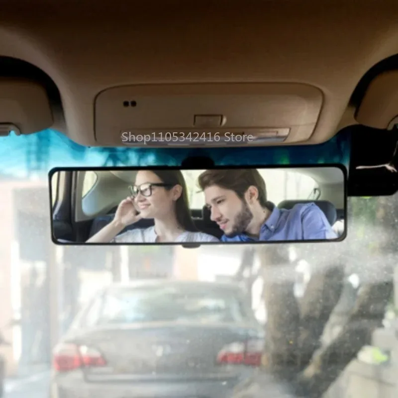 300mm Anti-Glare Convex Panoramic Rear View Mirror, Clip-On Car Mirror for Blind Spot Reduction & Safe Driving
