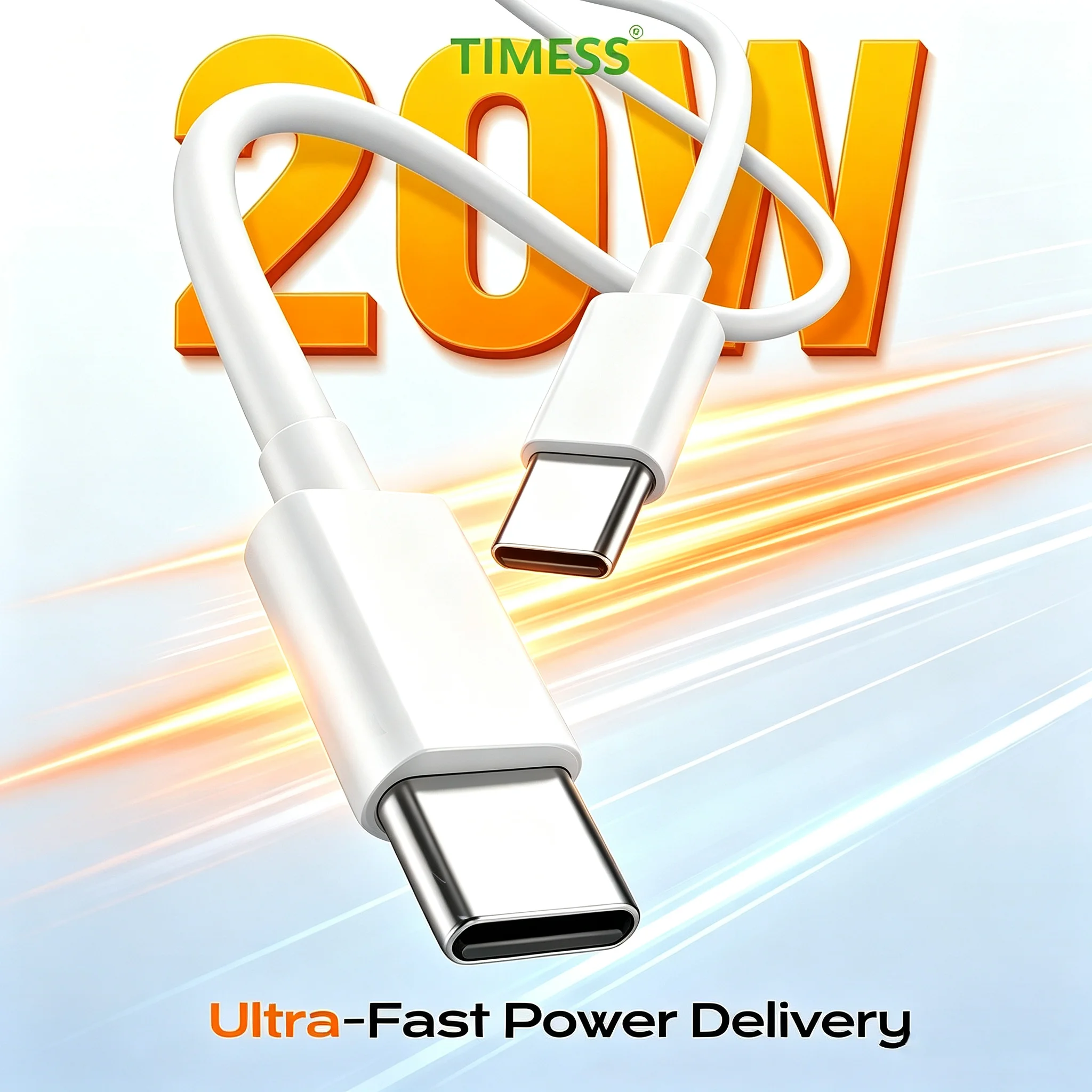 TIMESS PD 20W 100CM 3.3FT Charging Cable USB C to USB C for MacBook Air/Pro Charger, iPad Pro For iPhone 17 16 15 For Samsung