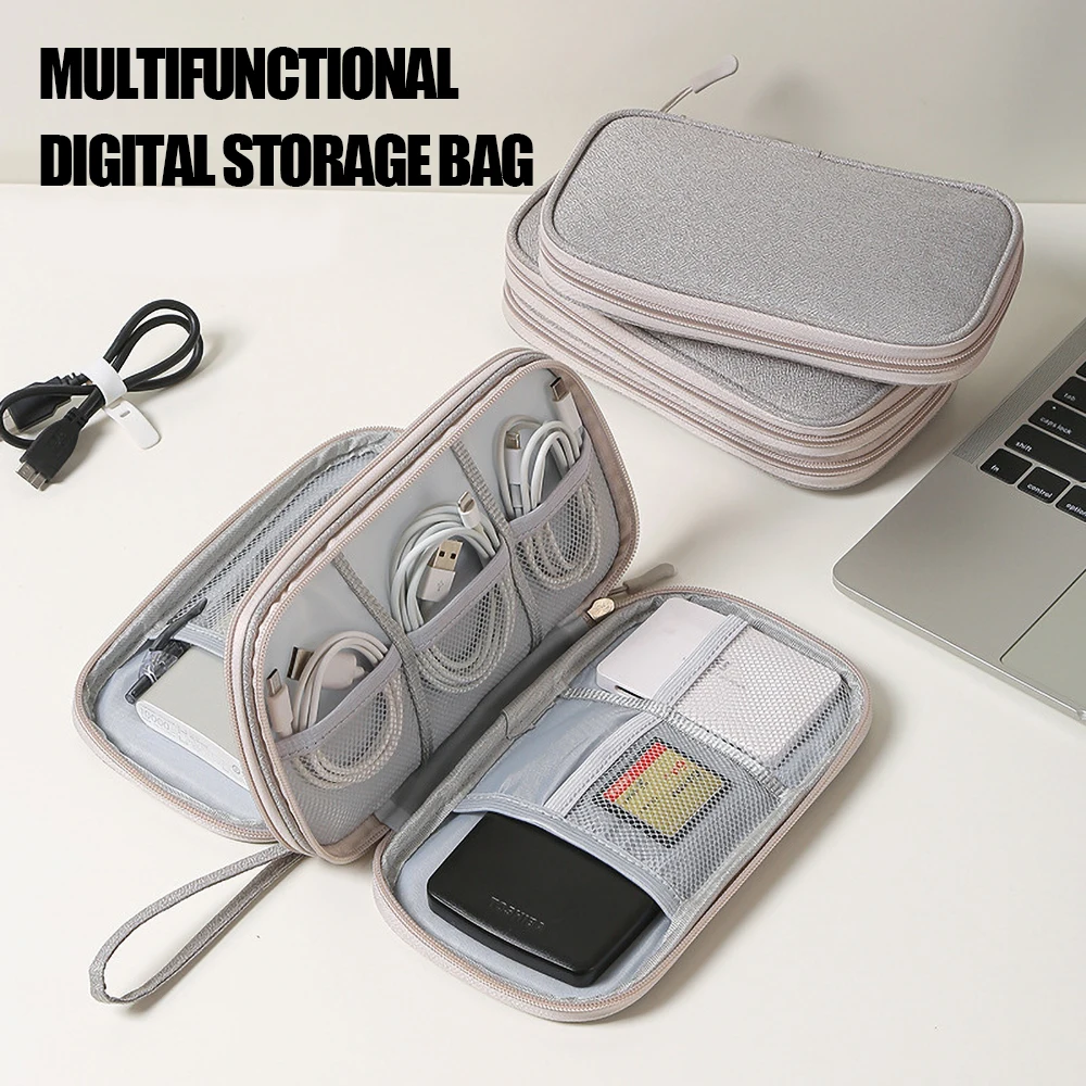 New Travel Organizer Bag Cable Storage Organizers Pouch Carry Case Portable Waterproof Double Layers Storage Bags For Cable Cord - Image 2