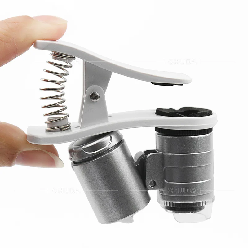 60X Mini Microscope Mobile Phone Microscope Magnifier Universal Clip-On Phone Magnifying Len for Coins Currency