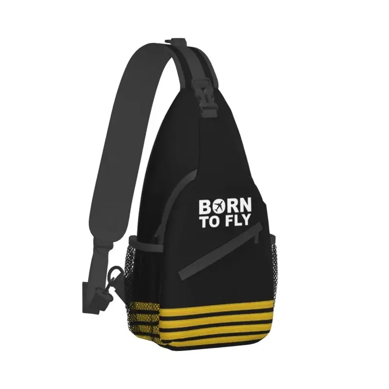 Born To Fly Captain Stripes Flight Pilot Sling Chest Crossbody Bag Men Aviation Aviator Airplane Shoulder Backpack for Hiking