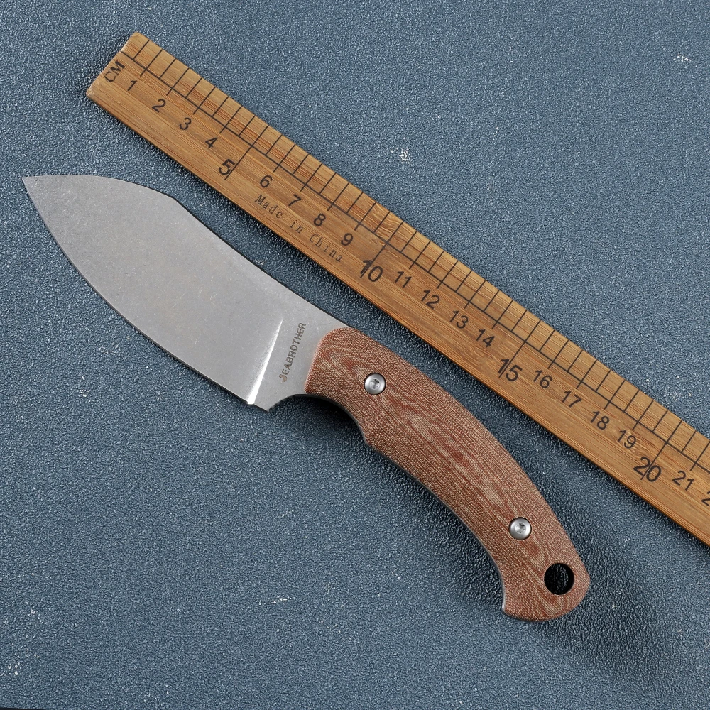 JEABROTHER Portable Fixed Knife DC53, Linen Handle, Suitable for Outdoor Hunting, Camping, Multi functional Tools