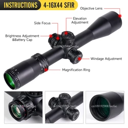Mira telescópica táctica SFIR rojo verde iluminación con bloqueo rifle