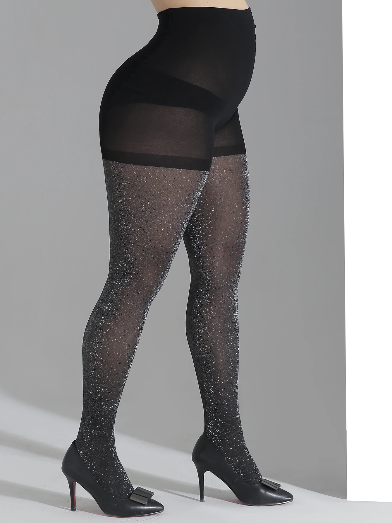 A pair of oversized bright silver pantyhose large size high quality stylish slim pantyhose