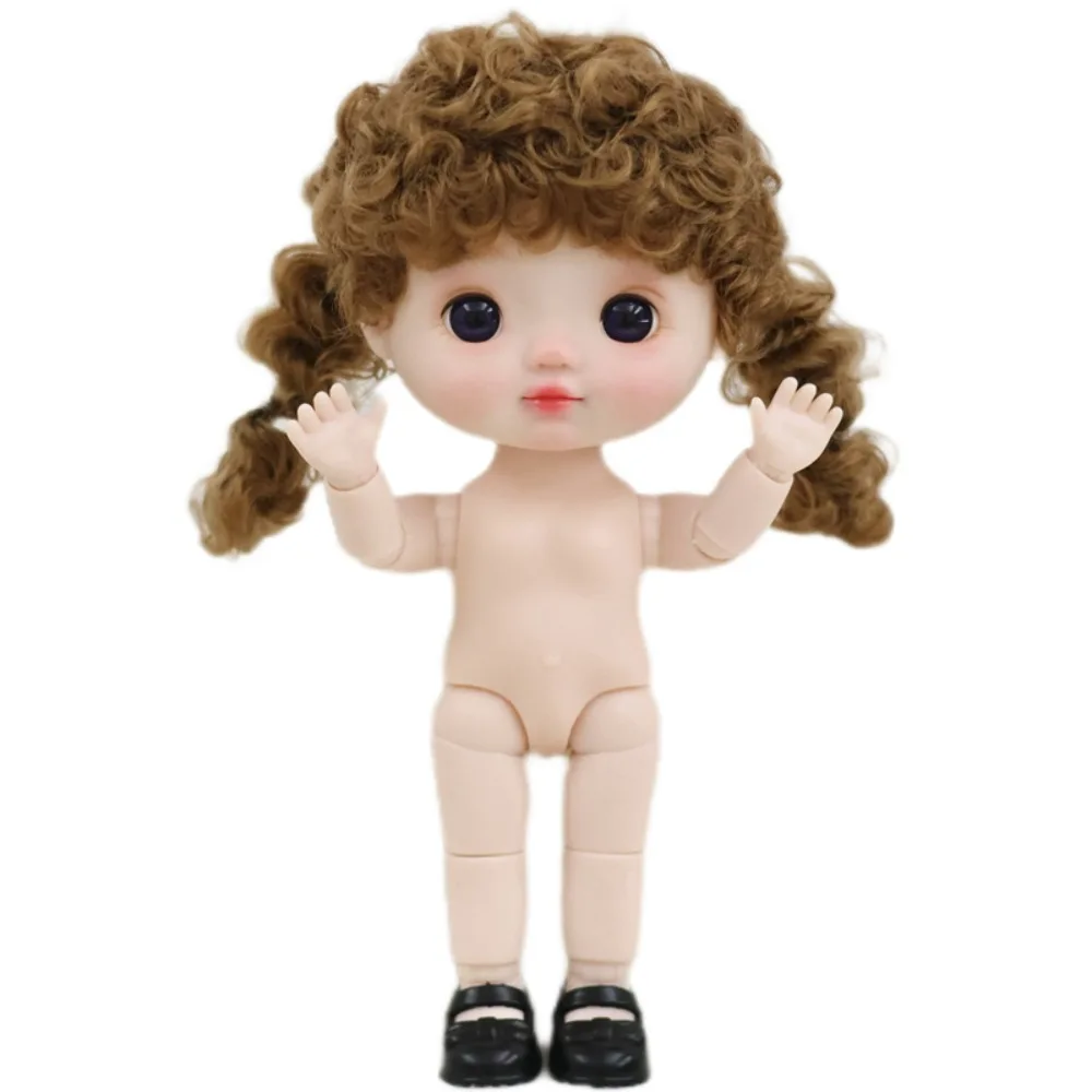 

Beautiful 1/6 Movable Joint Doll Body Toys Moveable Nude 22 Ball Jointed Doll 3D Kawaii Big Head Doll with Hair Girl