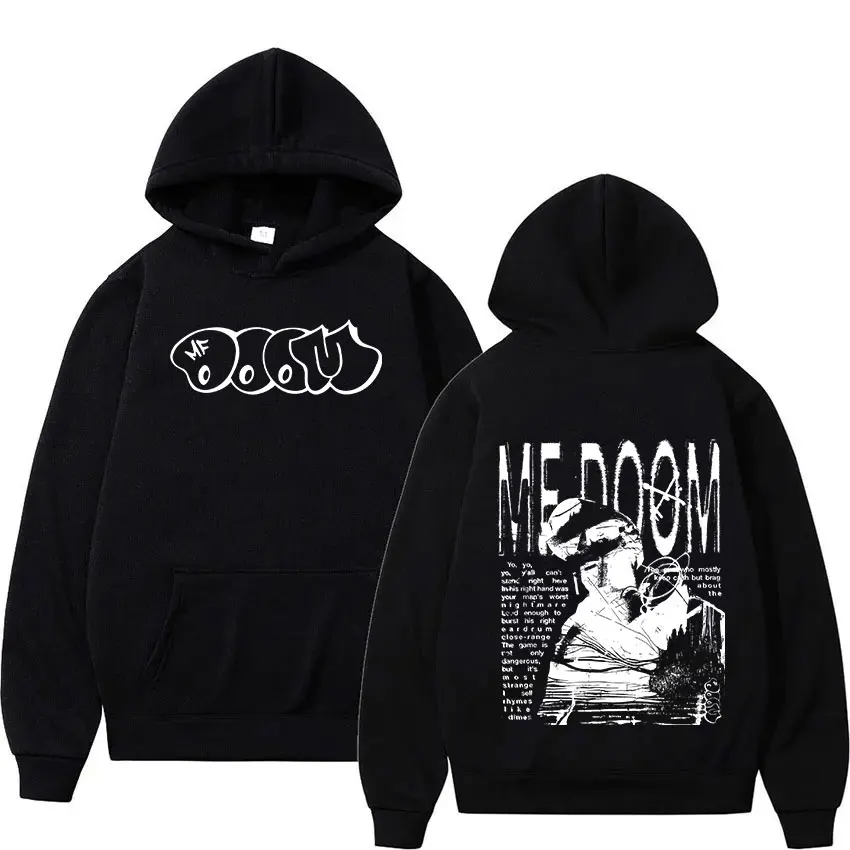 Rapper Mf Doom Album musik Hoodie madvilide, Sweatshirt pakaian Hip Hop wajah logam, Hoodie ukuran besar mode Vintage Pria Wanita