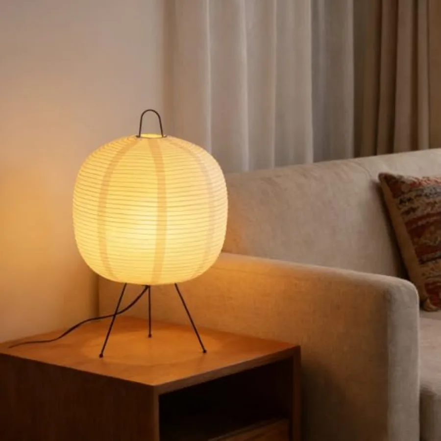 Lámpara de Papel de Arroz, Lámpara de Araña para Decoración Wabi-Sabi y Ambiente Acogedor, Lámpara de Mesa de Papel Noguchi para Dormitorio, Sala de Estar