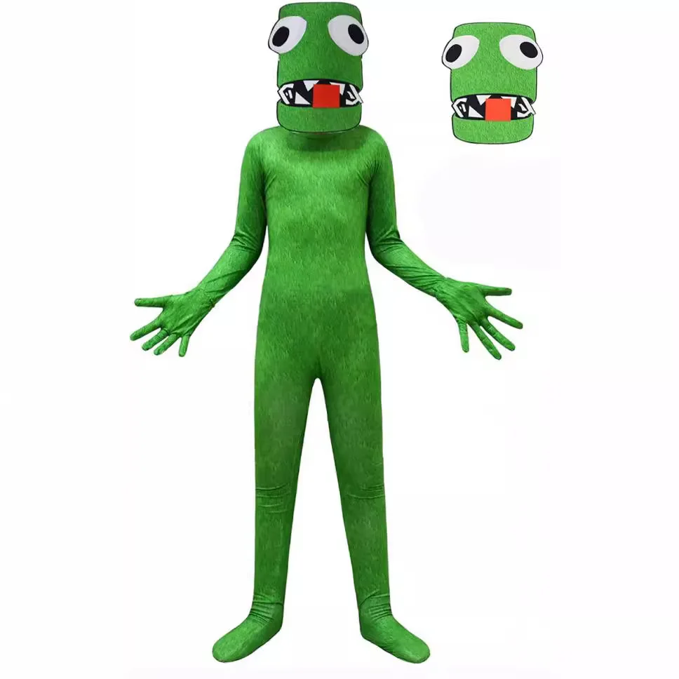 

New Kids ROB Cosplay Costume with Mask Boys Girls Anime Bodysuit Onesie Halloween Fancy Dress Jumpsuits Green Monster