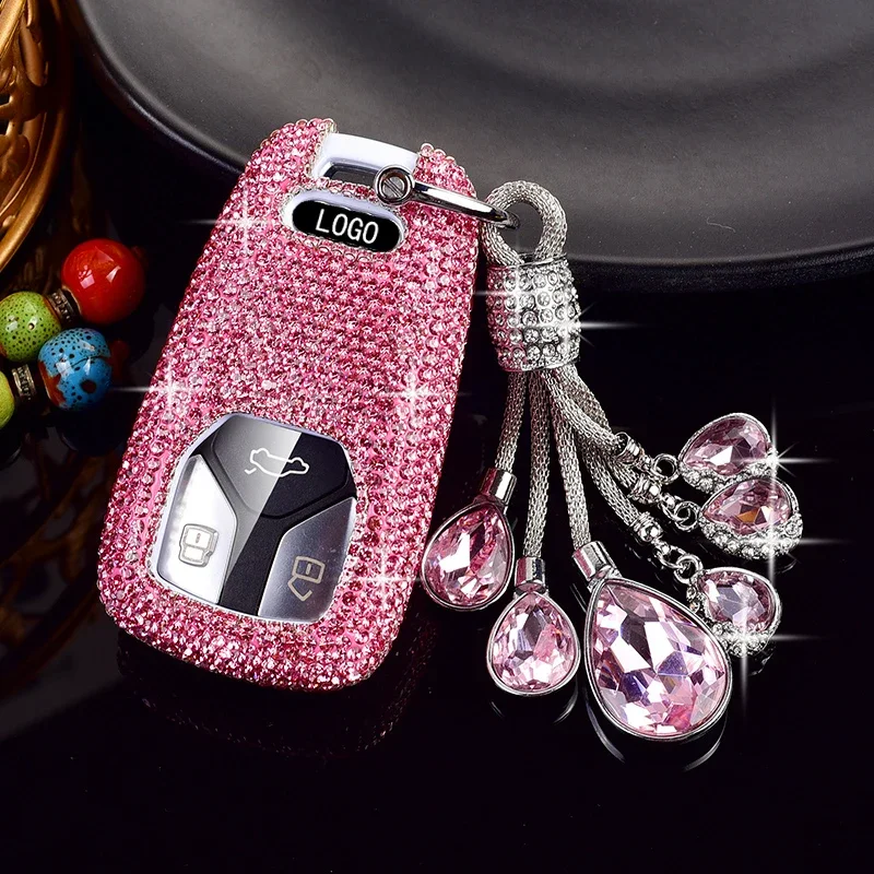 

Fashion Sparkling Rhinestone For Audi Car Key Fob Cover A3, A4, A4L, A6L, Q5L, B9, A5, A6, 8S, 8W, Q3, Q5, Q7, S4, S5, S7, TT, T