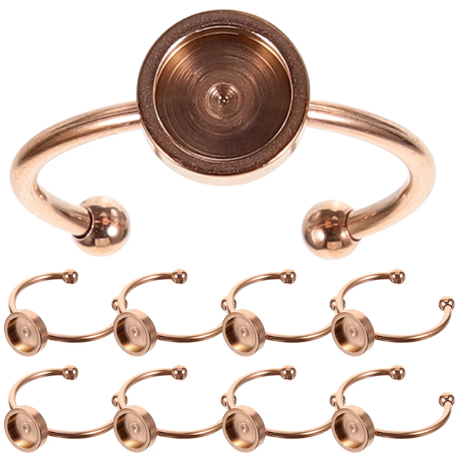 10Pcs Stainless Steel Adjustable Ring Blanks Ring Base Blank Bezel Blanks for DIY Jewelry Making Finger Rings Accessories