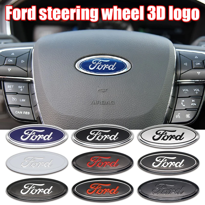 Nuevas calcomanías de aluminio con emblema para volante de coche, insignia con logotipo Ford Focus 2 Mk3 F150 Mondeo Max Fusion Ranger Escort Explorer Transit
