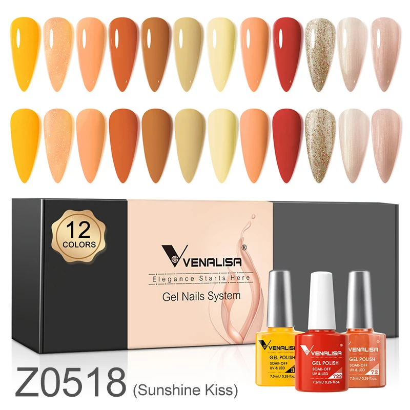 Venalisa Fall Nails Coffin Winter Nail Gel Polish Soak Off UV LED Gel Varnish Earth Brown Gorgeous Gel Nail Manicure