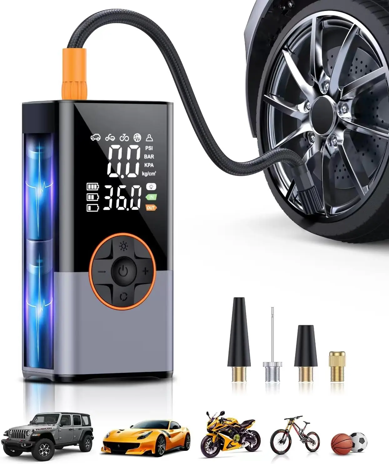 

Tire Inflator Portable Air Compressor, 2X Faster Portable Air with 25000mAh Battery, 150PSI Cordless Air for Cars, Bike &