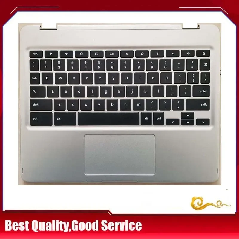 YUEBEISHENG 95% جديد/org لأجهزة سامسونج chromebook XE510C24 XE513C24 Palmrest غطاء علوي للوحة المفاتيح الأمريكية لوحة اللمس، فضي