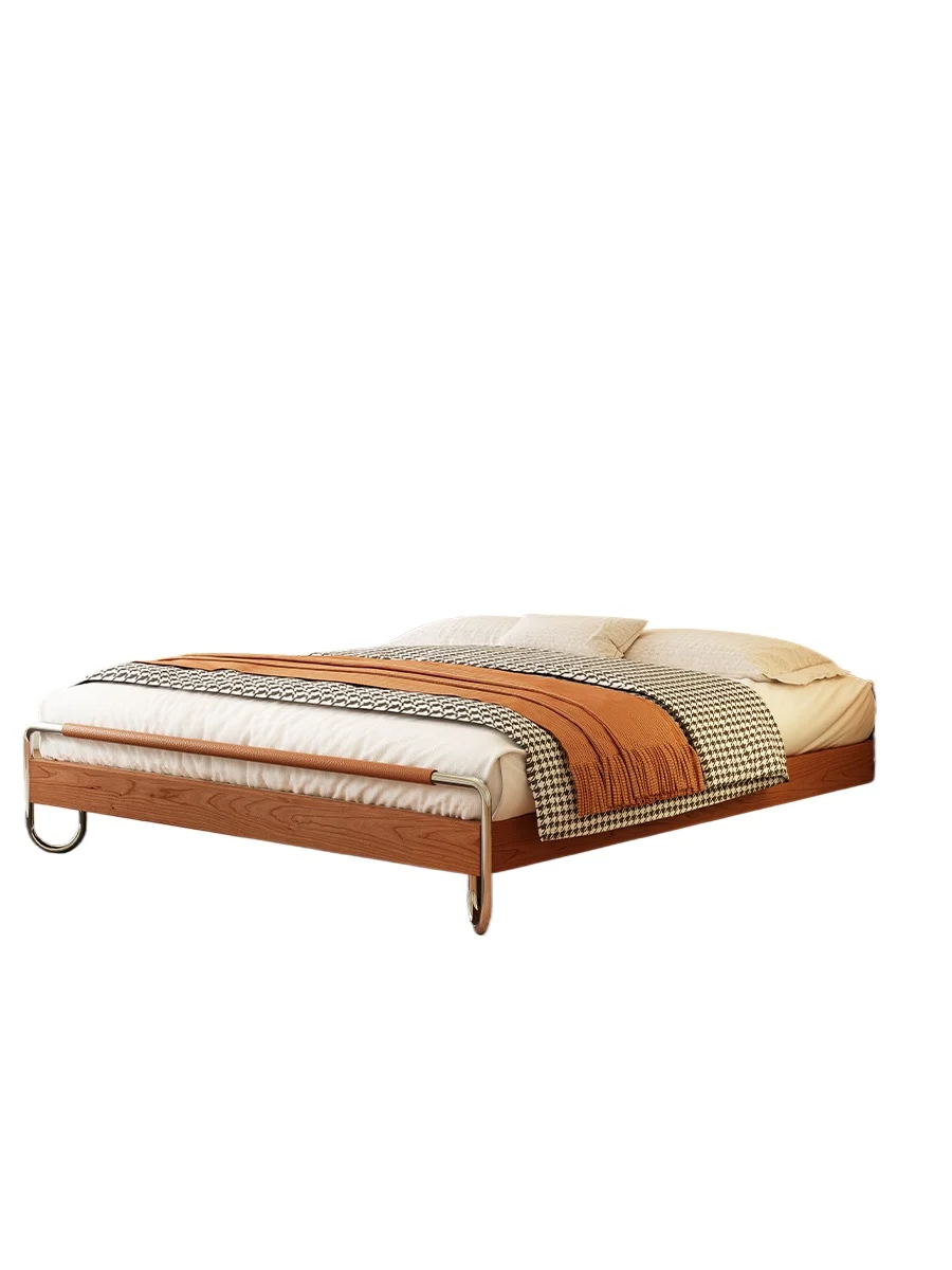 Medieval style solid wood bed master bedroom log double bed 1.8 meters retro Nordic second bedroom 1.5 single bed
