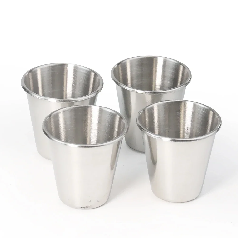 4Pcs 30ml  Mini Stainless Steel Wine Glass Set Portable Whiskey Beer Cup Outdoor Travel Camping Picnic Drinking Tableware