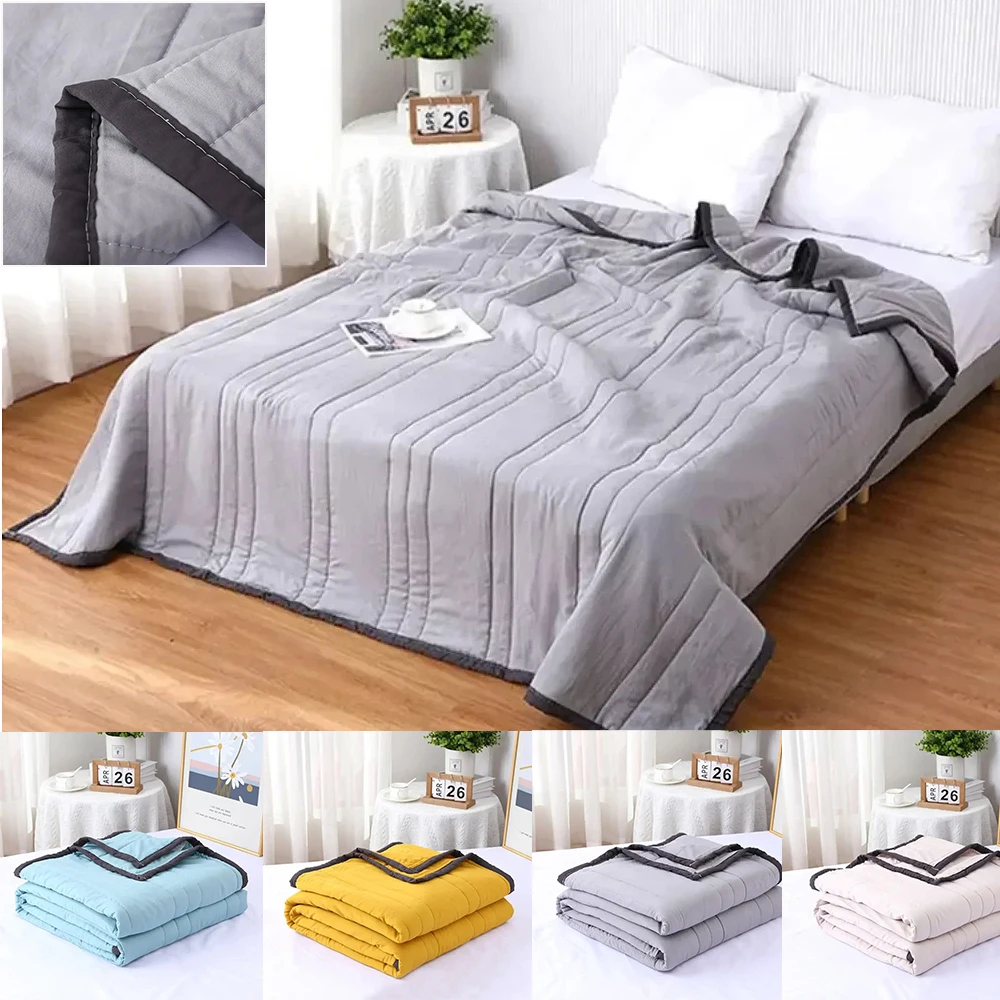 

Solid Color Summer Thin Quilt Comforter Soft Air Conditioning Four-season Quilt/Duvet/Blanket Bed Duvets 150 Single Bed Quilt