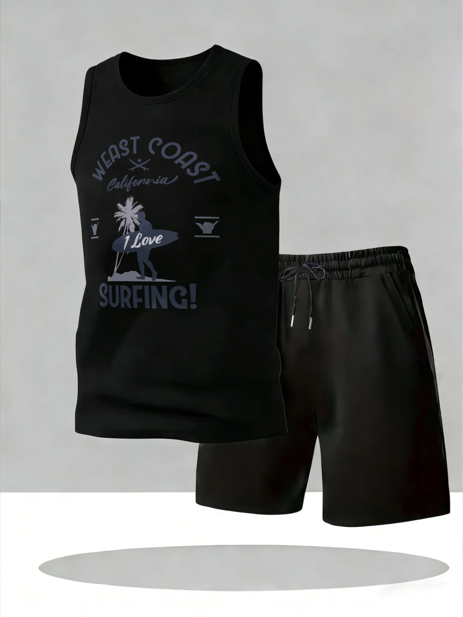 

Men's Tank Top Sets 2026 Summer Quick drying sports crewneck jogging set beach men's chandals running oversize Breathable